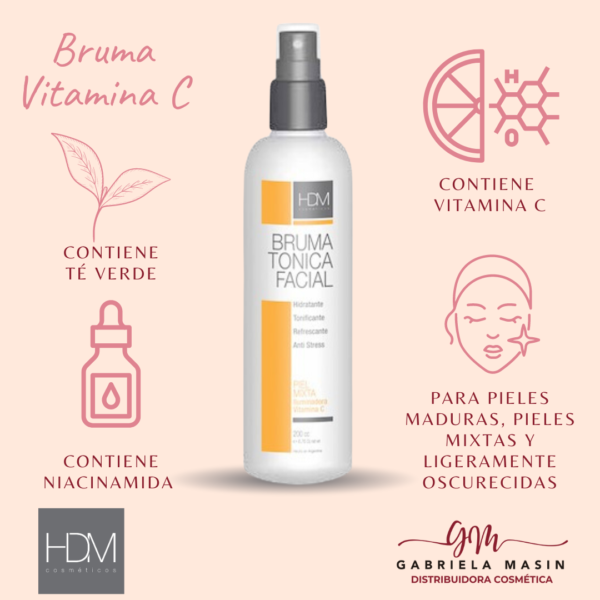 BRUMA TONICA FACIAL C/ VITAMINA C PIELES MIXTAS 75cc - HDM