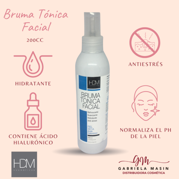 BRUMA TONICA FACIAL C/ A. HIALURONICO PIEL SECA - 200cc - HDM