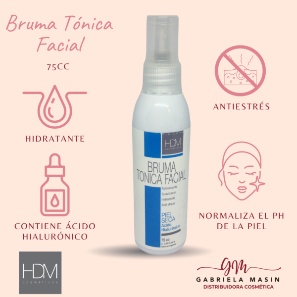 BRUMA TONICA FACIAL C/ A. HIALURONICO PIEL SECA - 75cc - HDM